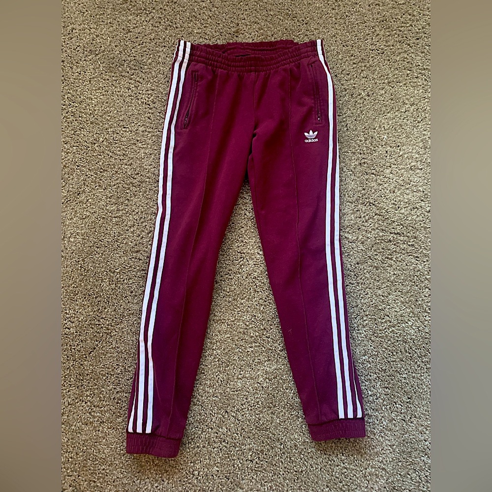 Maroon Adidas joggers